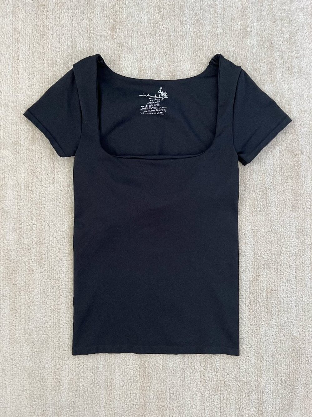 Intimately Free People Clean Lines Baby Tee Black Square Neck Seamless Top XS/S
